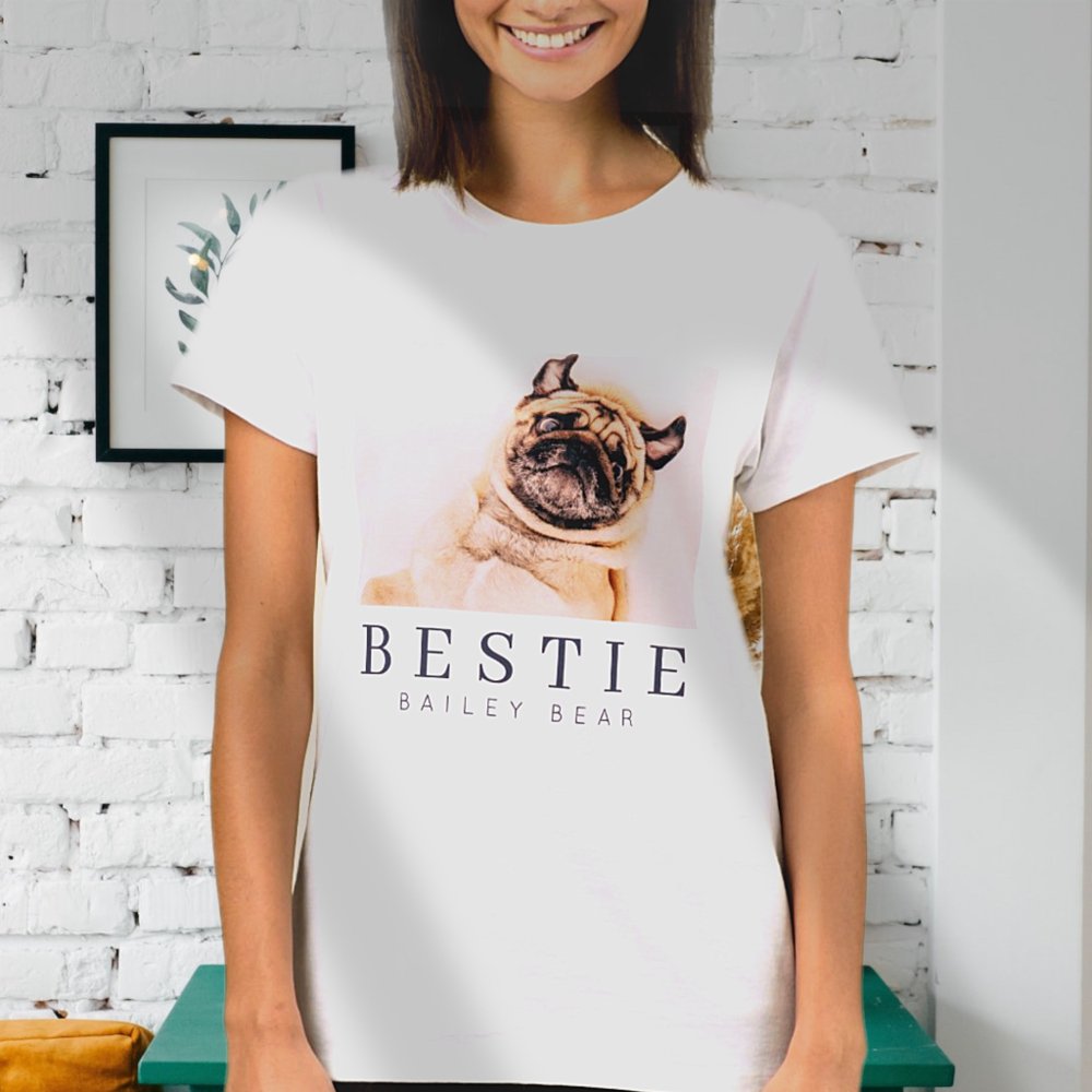 Minimalist Modern Chic Pet Bestie BFF Photo Personalized T-Shirt