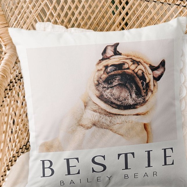 Minimalist Modern Chic Pet Bestie BFF Photo Throw Pillow (Creator Uploaded)