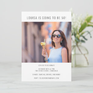 Minimalist Modern Chic Photo 50th Birthday Party Invitation