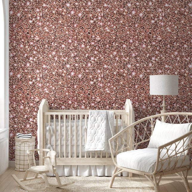 Minimalist Modern Chic Rose Gold Glitter Patterns Wallpaper (Kids)