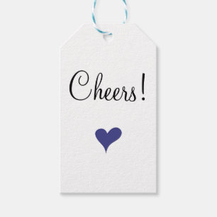Minimalist Modern Chic Script Cheers Blue Heart Gift Tags
