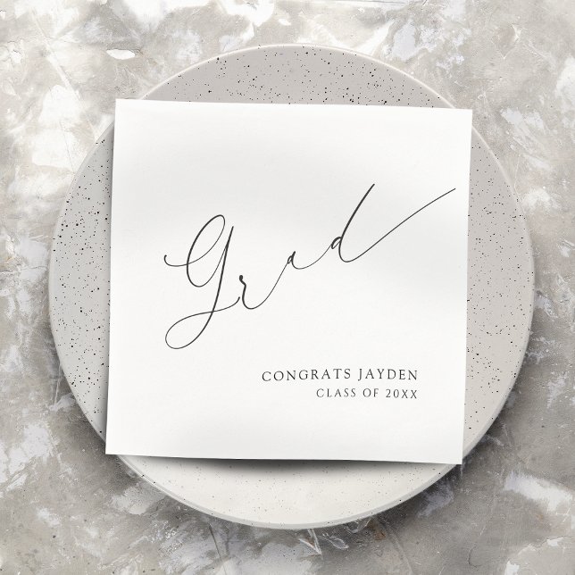 Minimalist Modern Chic Script Elegant Graduation Napkins (Minimalist Modern Chic Script Elegant Graduation Napkins)
