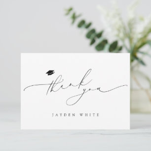 Minimalist Modern Chic Script Elegant Graduation Thank You Card