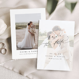 Minimalist Modern Chic Script Elegant Photo Save The Date