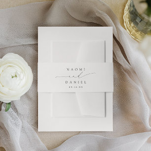 Minimalist Modern Chic Script Elegant Wedding Invitation Belly Band