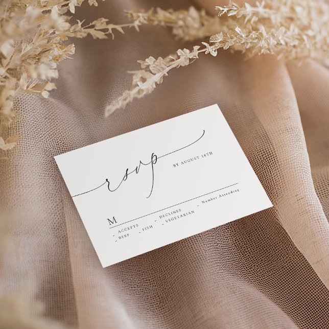 Minimalist Modern Chic Script Elegant Wedding RSVP Card (Minimalist Modern Chic Script Elegant Wedding RSVP Card)