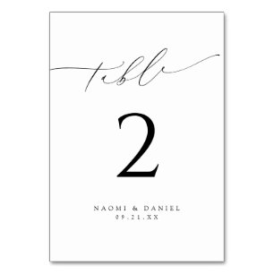 Minimalist Modern Chic Script Elegant Wedding Table Number