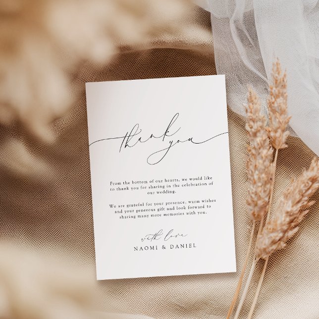 Minimalist Modern Chic Script Elegant Wedding Thank You Card (Minimalist Modern Chic Script Elegant Wedding Thank You Card)