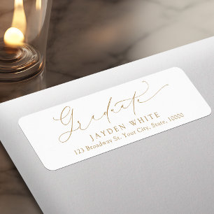 Minimalist Modern Chic Script Grad Return Address Label