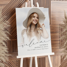 Minimalist Modern Chic Script Grad Welcome Sign