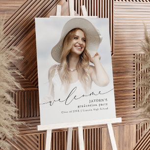 Minimalist Modern Chic Script Grad Welcome Sign