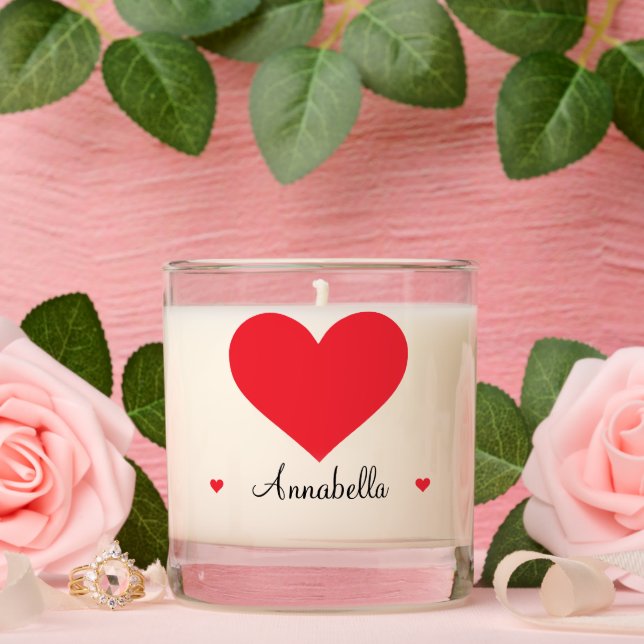 Minimalist Modern Chic Script Name Hearts Cool  Scented Candle (Wedding)