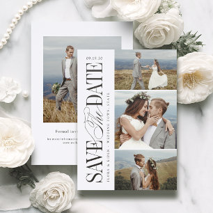 Minimalist Modern Chic Script Photo Save The Date Letterpress Photo Cards