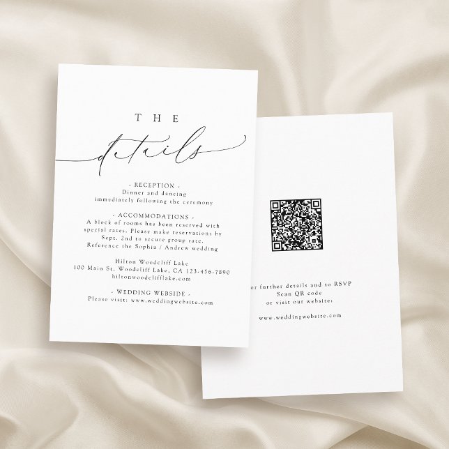 Minimalist Modern Chic Script Wedding Details Enclosure Card (Minimalist Modern Chic Script Wedding Details Enclosure Card)