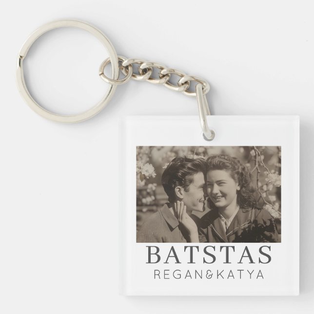 Minimalist Modern Chic wedding BFF Photo Keyc Keychain (Front)