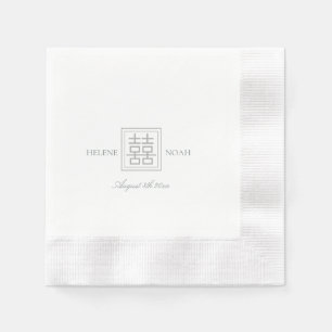 Minimalist Modern Chinese Double Happiness Wedding Napkins