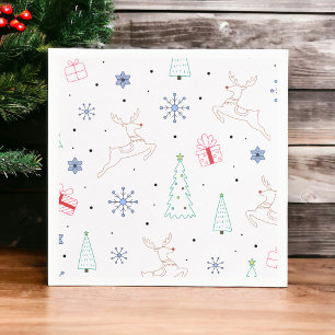 Minimalist Modern Christmas Color Line Art Napkins