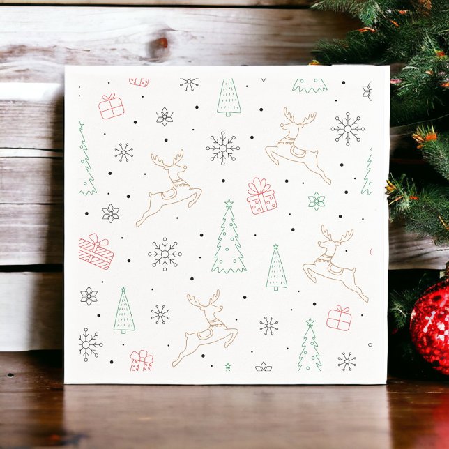 Minimalist Modern Christmas Theme Line Art Napkins (Creator Uploaded)