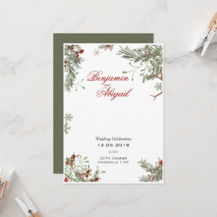 Minimalist Modern Christmas Winter Holly Branches Invitation