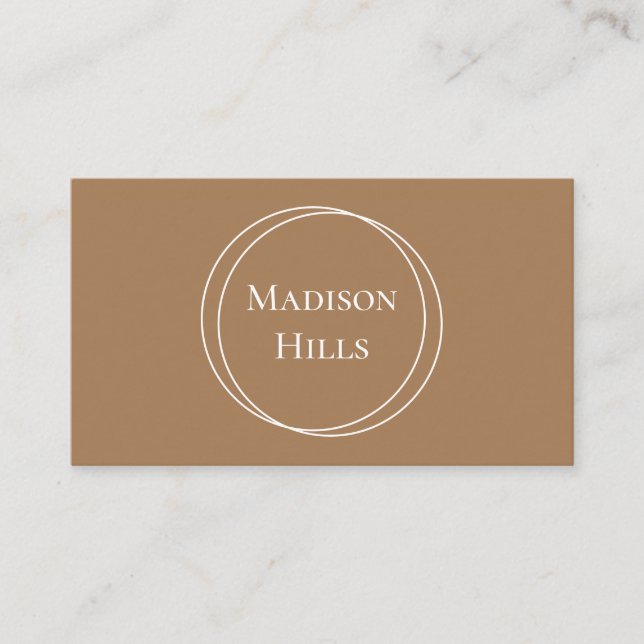 Minimalist Modern Circles Frame Brown Business Card (Front)