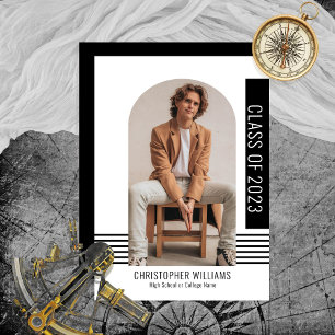 Minimalist Modern Class Year Graduation Black Invitation