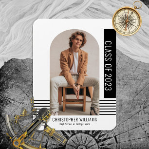 Minimalist Modern Class Year Graduation Black Magnet