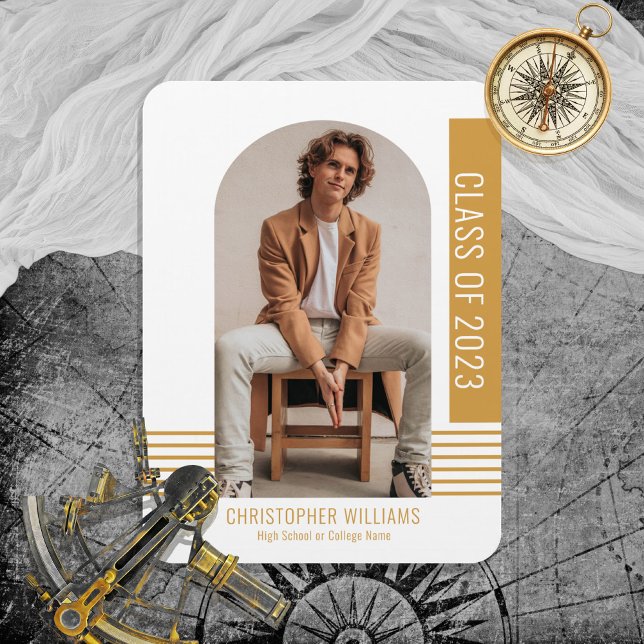 Minimalist Modern Class Year Graduation Gold Magnet (Creator Uploaded)