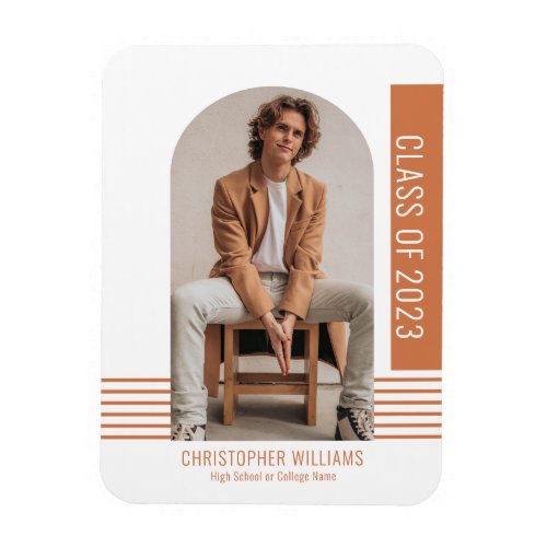 Minimalist Modern Class Year Graduation Rust Magnet