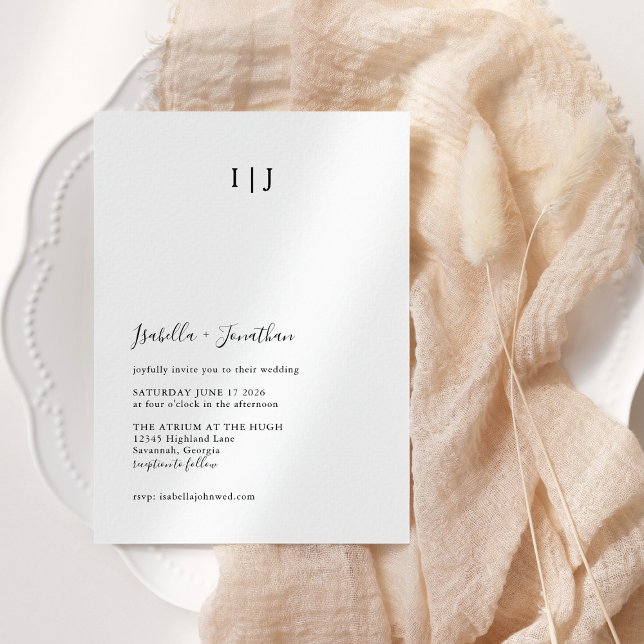 Minimalist Modern Classic Wedding Black and White Invitation (Creator Uploaded)