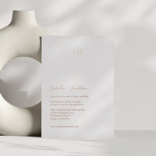 Minimalist Modern Classic Wedding Rose Gold Foil Invitation