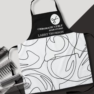Minimalist Modern Classy Black White Hair Studio Apron