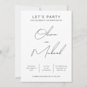 Minimalist Modern Clean Script Wedding + QR Code Invitation