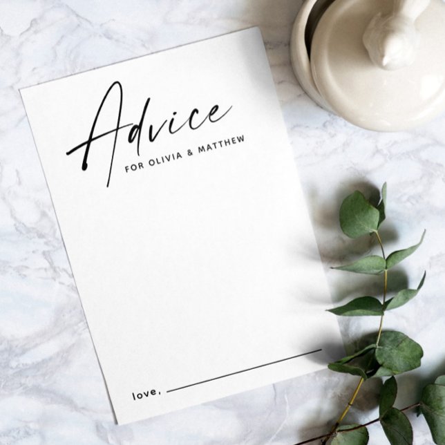 Minimalist modern clean simple script wedding advice card (Creator Uploaded)