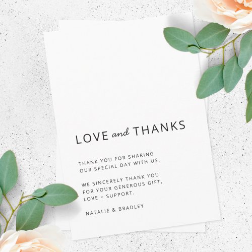 Minimalist Modern  Clean Simple Wedding Thank You Card