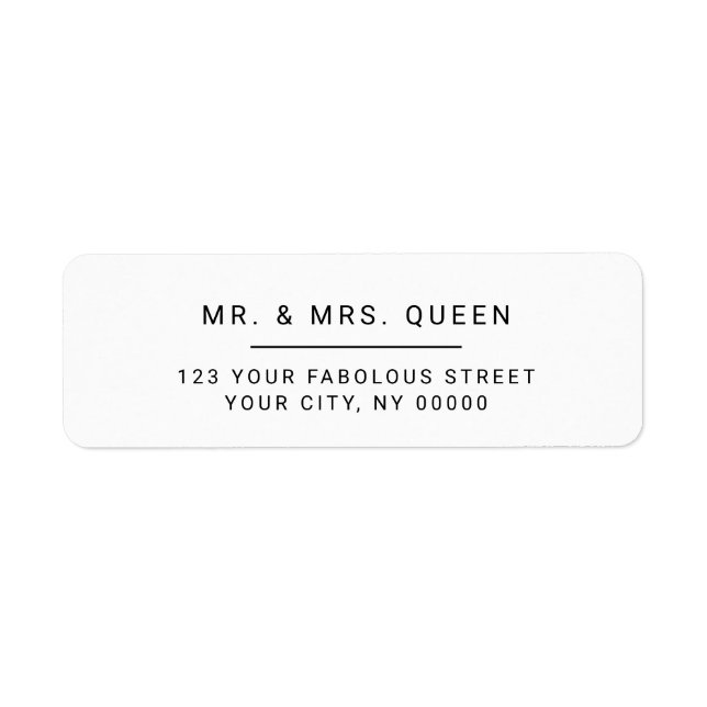 Minimalist Modern Clean White Return Address Label (Front)