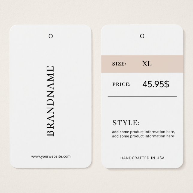 Minimalist Modern Clothing Price Tag (Front & Back)