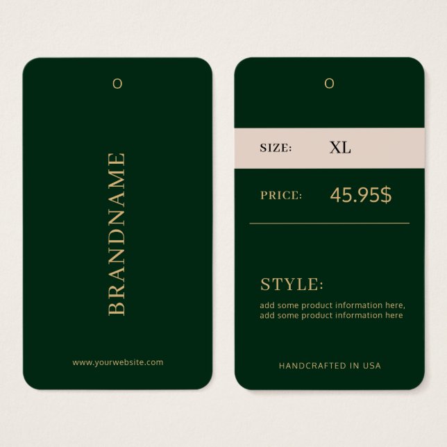 Minimalist Modern Clothing Price Tag (Front & Back)