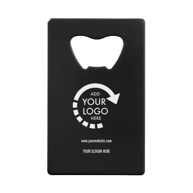 Minimalist Modern Company Business Logo Black Credit Card Bottle Opener (Front)