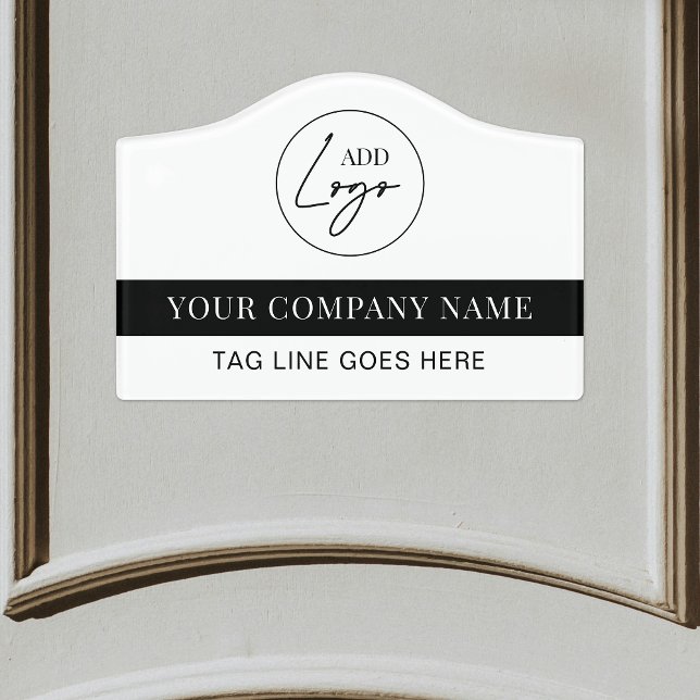 Minimalist Modern Company Logo Corporate Business Door Sign (Company logo and name minimalist office door sign)