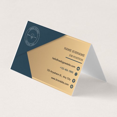 Minimalist Modern Company Logo QR Code Folded Business Card