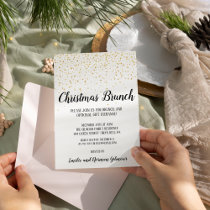 Minimalist Modern Confetti Christmas Brunch Gold  Foil Invitation