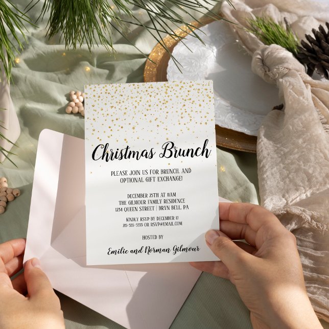 Minimalist Modern Confetti Christmas Brunch Invitation (Creator Uploaded)