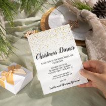 Minimalist Modern Confetti Christmas Dinner Gold  Foil Invitation
