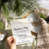Minimalist Modern Confetti Christmas Party Gold  Foil Invitation