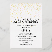 Minimalist Modern Confetti New Year's Gold