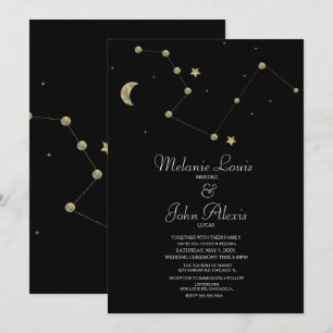 Minimalist Modern Constellation Gold Foil Wedding Invitation