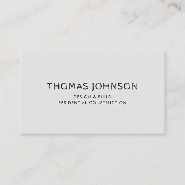 Minimalist Modern Construction  Business Card (Front)