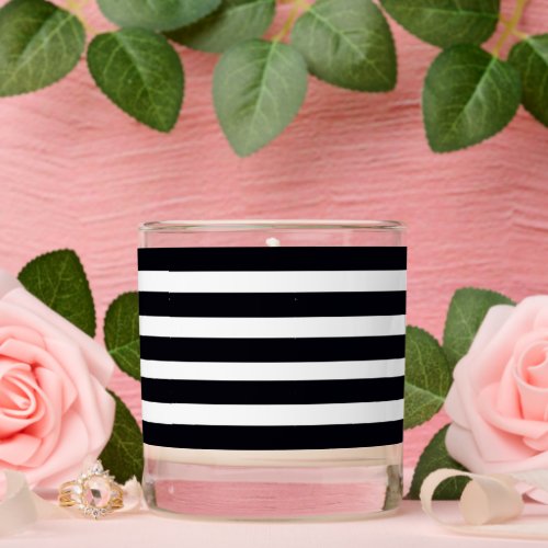 Minimalist Modern Cool Chic Black  White Striped  Scented Candle