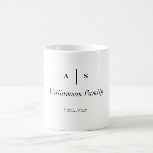 Minimalist Modern Couples Monogram Wedding Date Coffee Mug