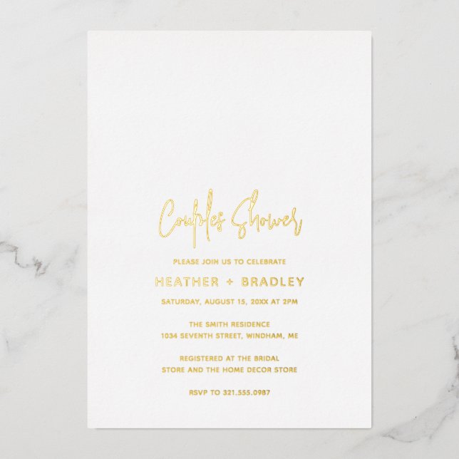 Minimalist Modern Couples Shower Foil Invitation (Front)